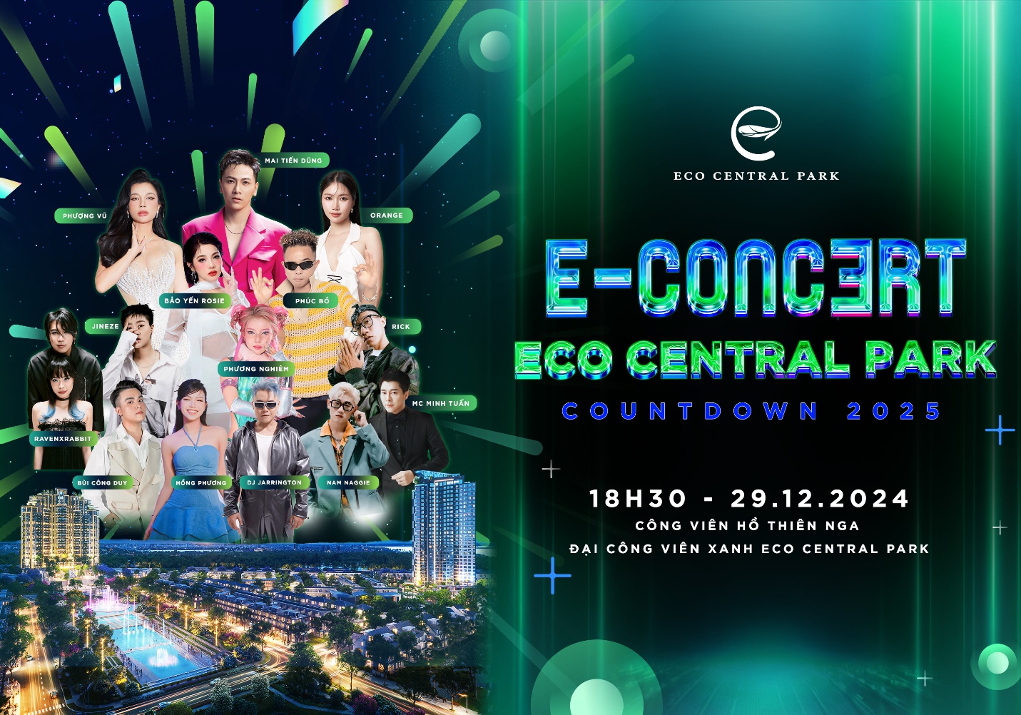 Sự kiện âm nhạc, pháo hoa chào đón năm mới được tổ chức tại Eco Central Park