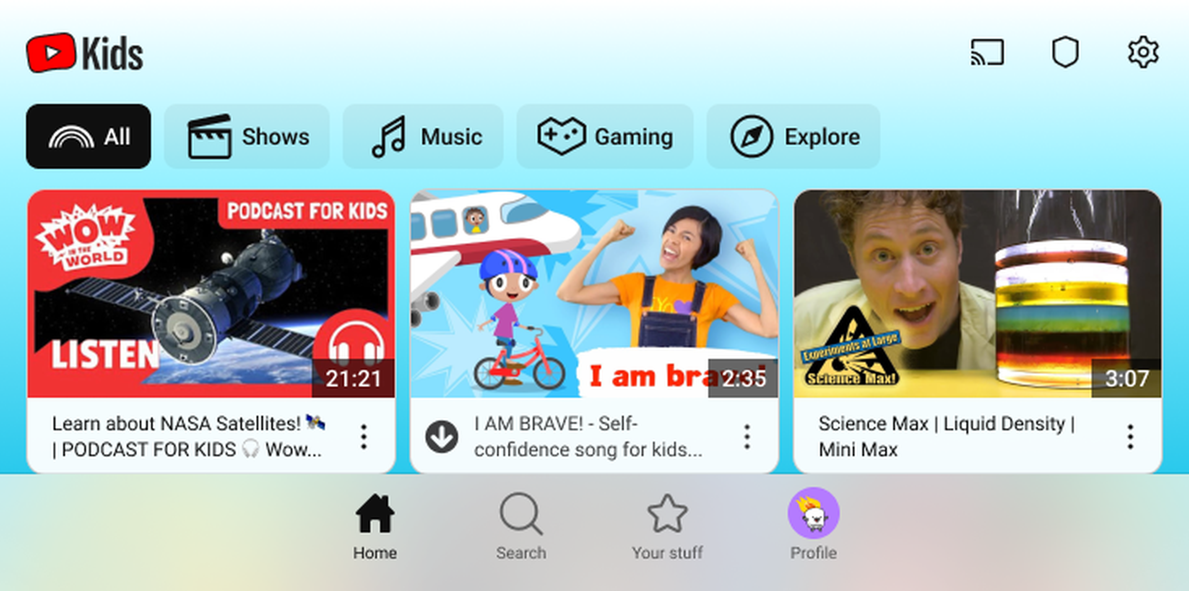 ảnh chụp màn hình cập nhật ứng dụng youtube Kids 2024