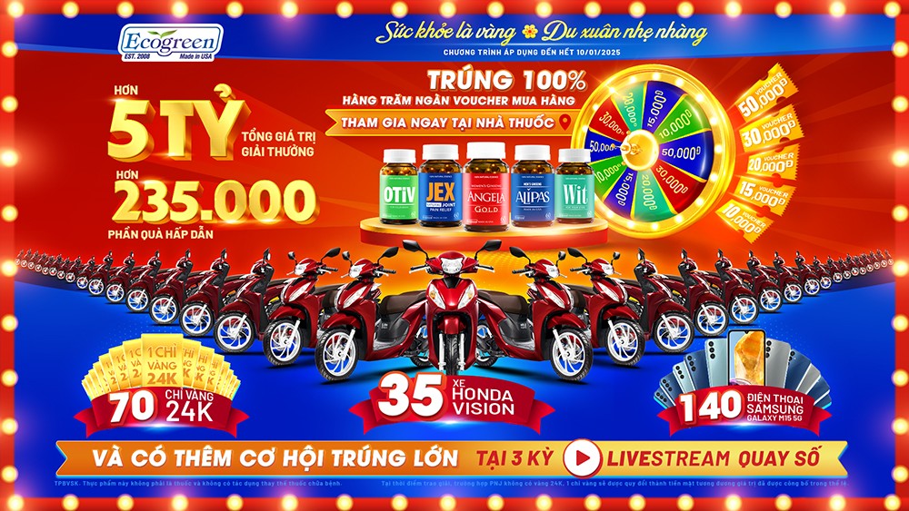 Chương trình quay số trúng thưởng khủng của ‘ông lớn’ ngành dược ECO Pharma nhân dịp cuối năm đang thu hút đông đảo người tiêu dùng.