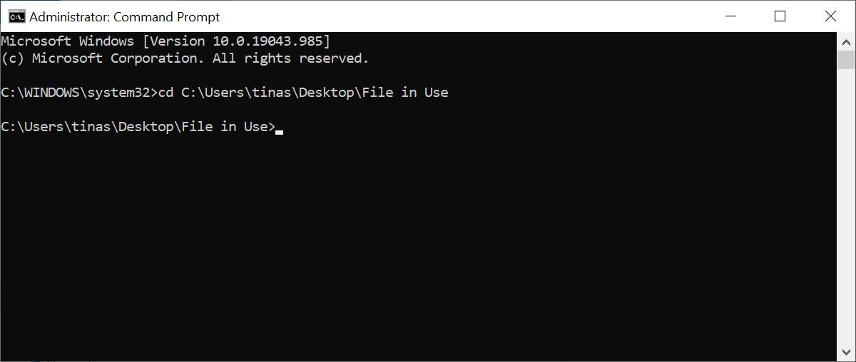 Điều hướng đến đường dẫn tệp trong Dấu nhắc lệnh của Windows.