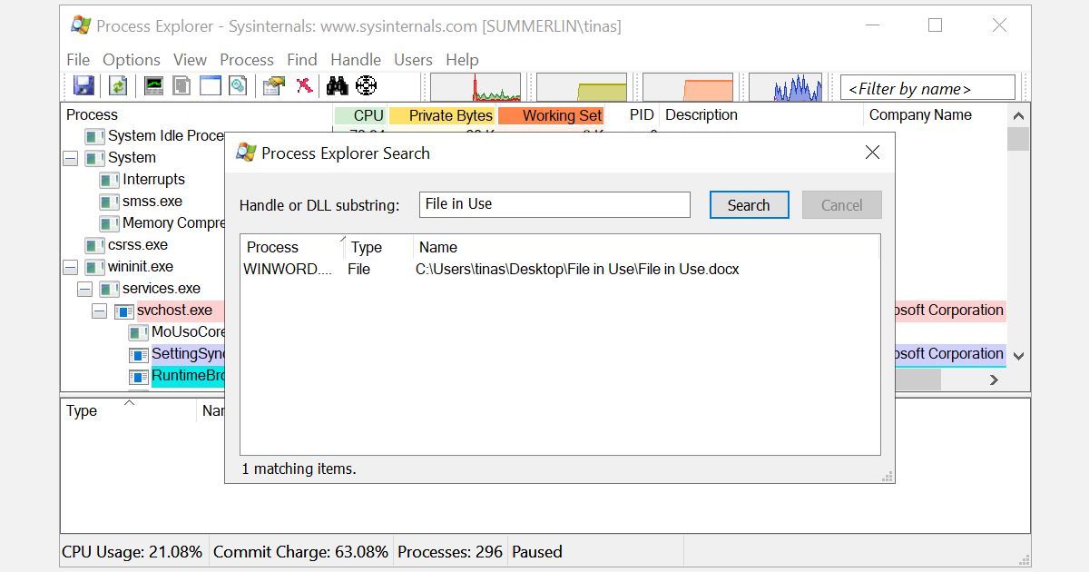 Tìm kiếm Process Explorer