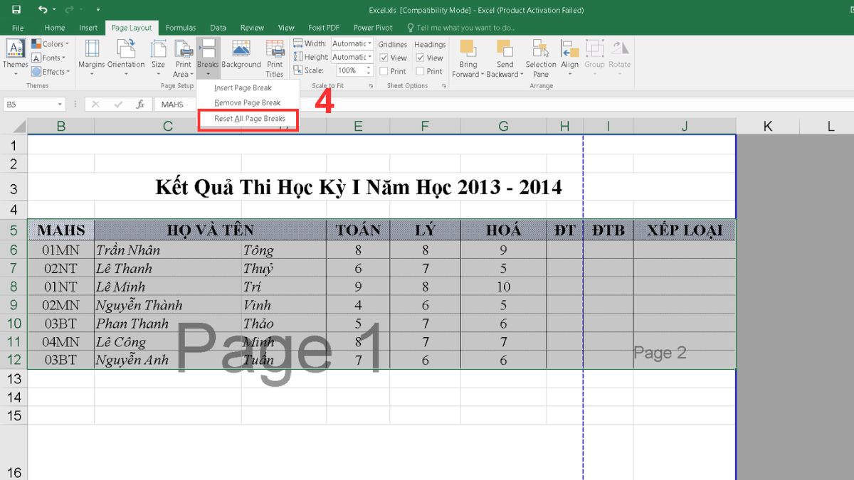 Cách khắc phục lỗi file Excel bị chia thành nhiều trang phần 2 bước 3