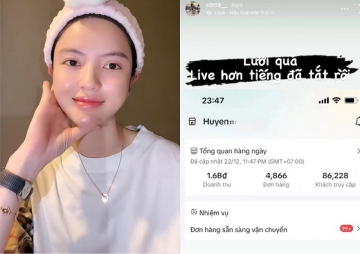 Chu Thanh Huyền khoe doanh số&nbsp;1,6 tỷ đồng chỉ sau 60 phút livestream bán hàng.