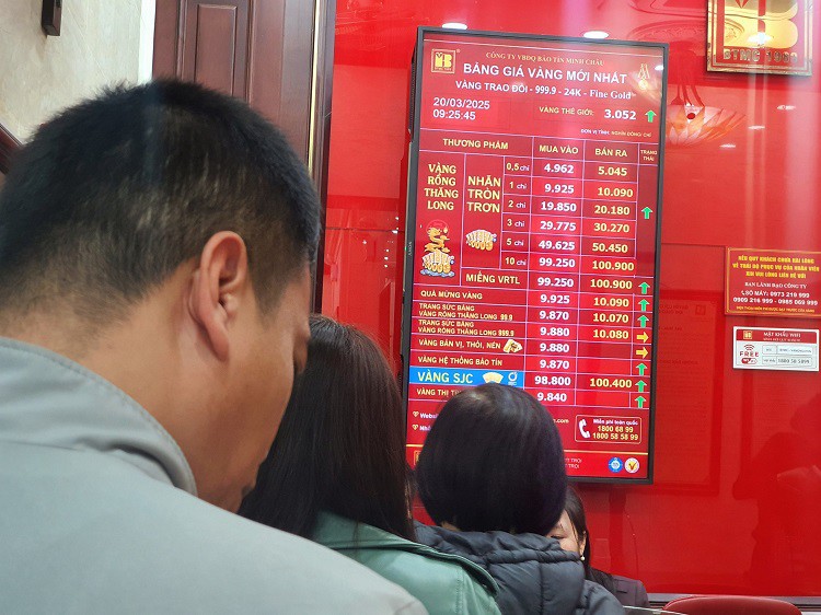Mức cao nhất mọi thời đại của giá vàng ngày 20/3/2025.