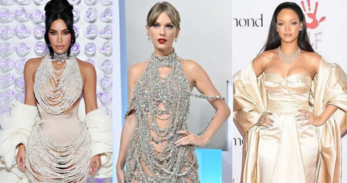 Kim Kardashian, Taylor Swift và Rihanna là ba sao nữ 8X vào danh sách tỷ phú. Ảnh: Sun