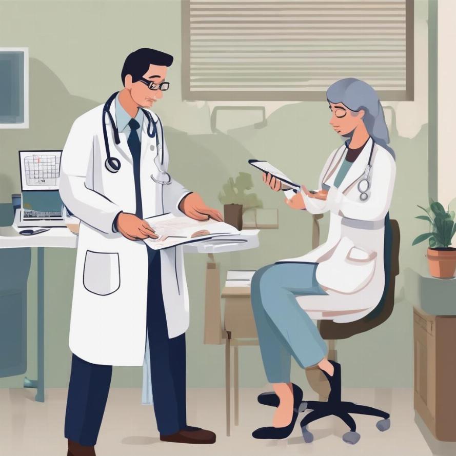 Ý nghĩa của khám tổng quát tại Hà Nội: Bác sĩ tư vấn cho bệnh nhân về kết quả khám sức khỏe tổng quát và đưa ra lời khuyên về lối sống lành mạnh.